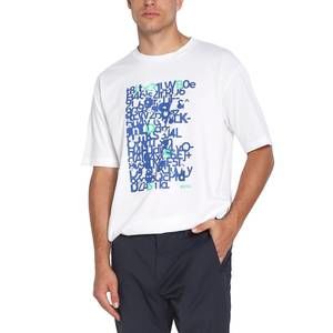 NEW HUGO BOSS men blue logo crew neck tee 5 in white